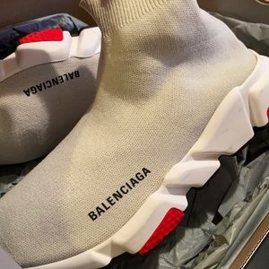 Balenciaga speed trainer white grey red